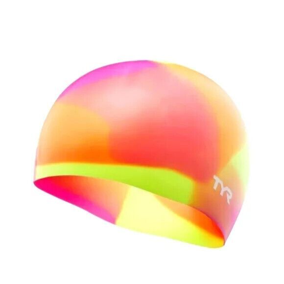 TYR YOUTH GRAPHIC SILICONE SWIM CAP  NWT  TIE DYE  HYPOALLERGENIC - Ages 10+ - Picture 1 of 5